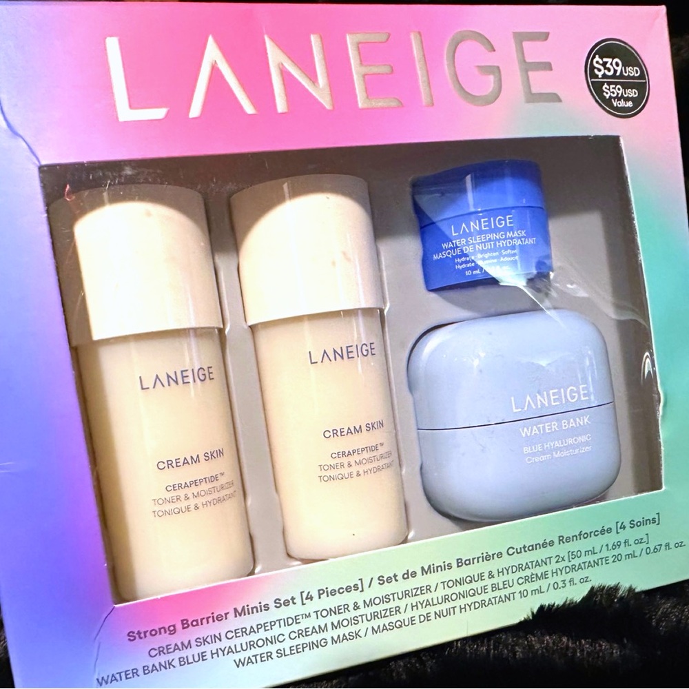 [ LANEIGE ] Strong Barrier Minis 4 Set : Toner/Moisturizer/Mask Travel Gift Set